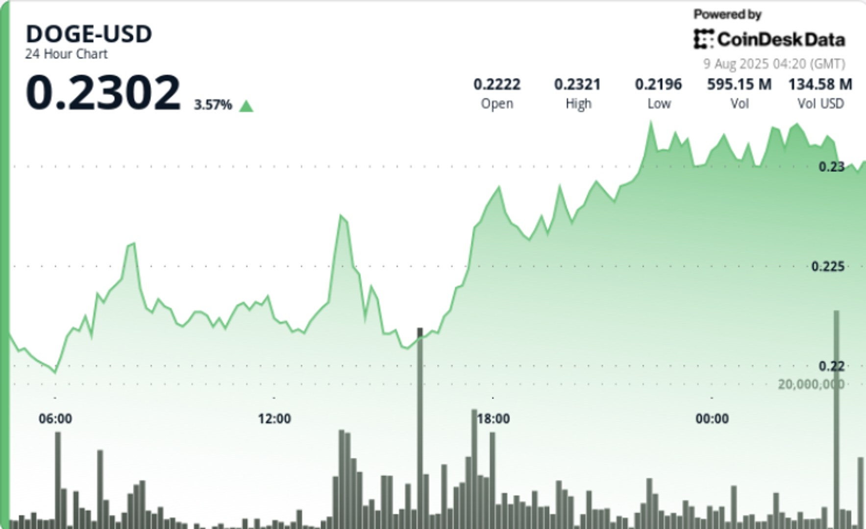 DOGE Price Surge Hits 23-Cents Amidst Whale Activity